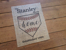 Baseball "Home" Personalized Burlap Sign