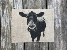 Burlap Cow Art Print