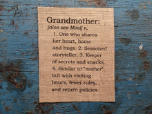 Grandmother Definition Burlap Print
