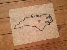 North Carolina "home" Burlap Art Print 001