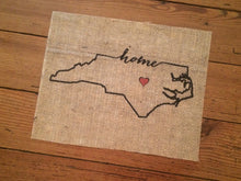 North Carolina "home" Burlap Art Print 001