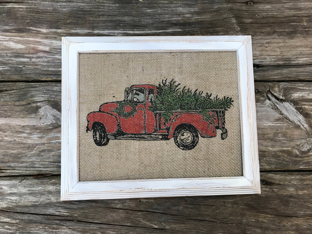 Red Truck and Tree Christmas Print