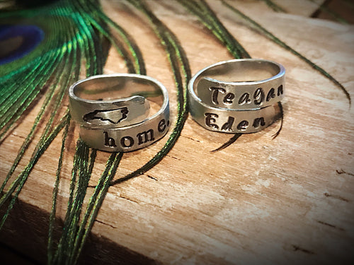 Hand-Stamped Aluminium Name Rings