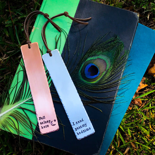 Hand-Stamped Bookmarks - YOUR CHOICE OF WORDING - Copper OR Aluminum